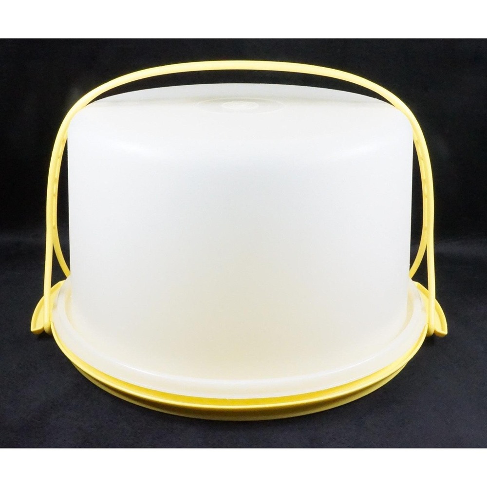Vintage Tupperware Harvest Gold Cake Keeper Carrier Taker w/ Handle 9in Diameter - Picture 4 of 10